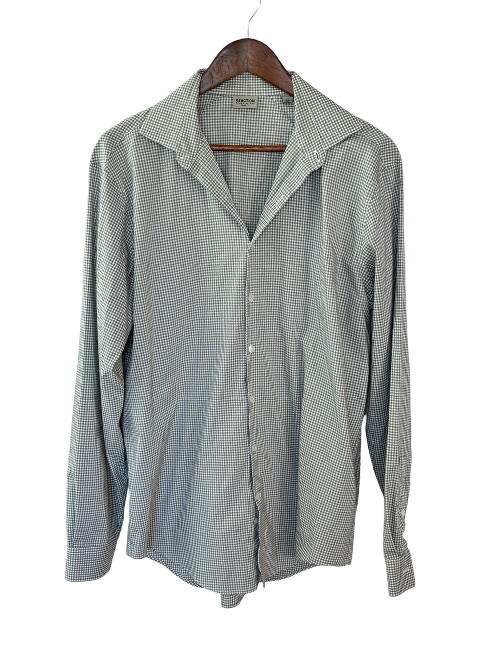 Kenneth Cole Green Microcheck Long-Sleeve Dress Shirt